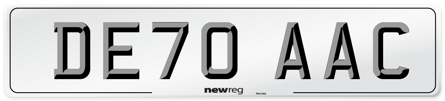 DE70 AAC Number Plate from New Reg